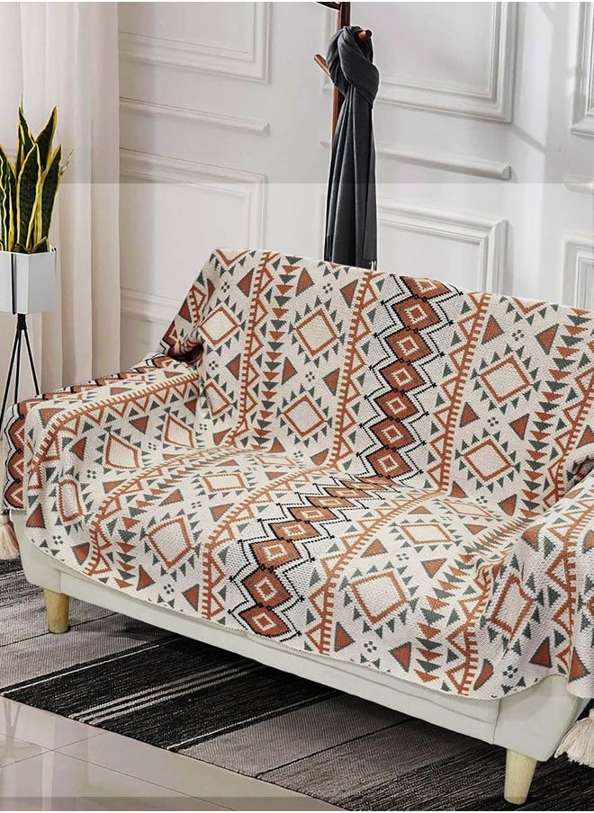 Boho Knitted Throw Blanket with Tassel, Super Soft Cozy Lightweight Decorative Throw Blankets for Couch , Bed, Sofa, Outdoor Throw Blankets All Seasons 130x170CM