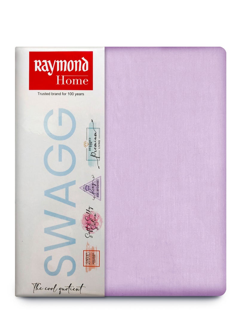 Raymond Home King Flat Sheet Bedsheet 210 Thread Count Luxurious Mercerized 100% Cotton Bedding Solid Bed Linen with 2 Pillow Case - Lavender (274 * 274 CM)