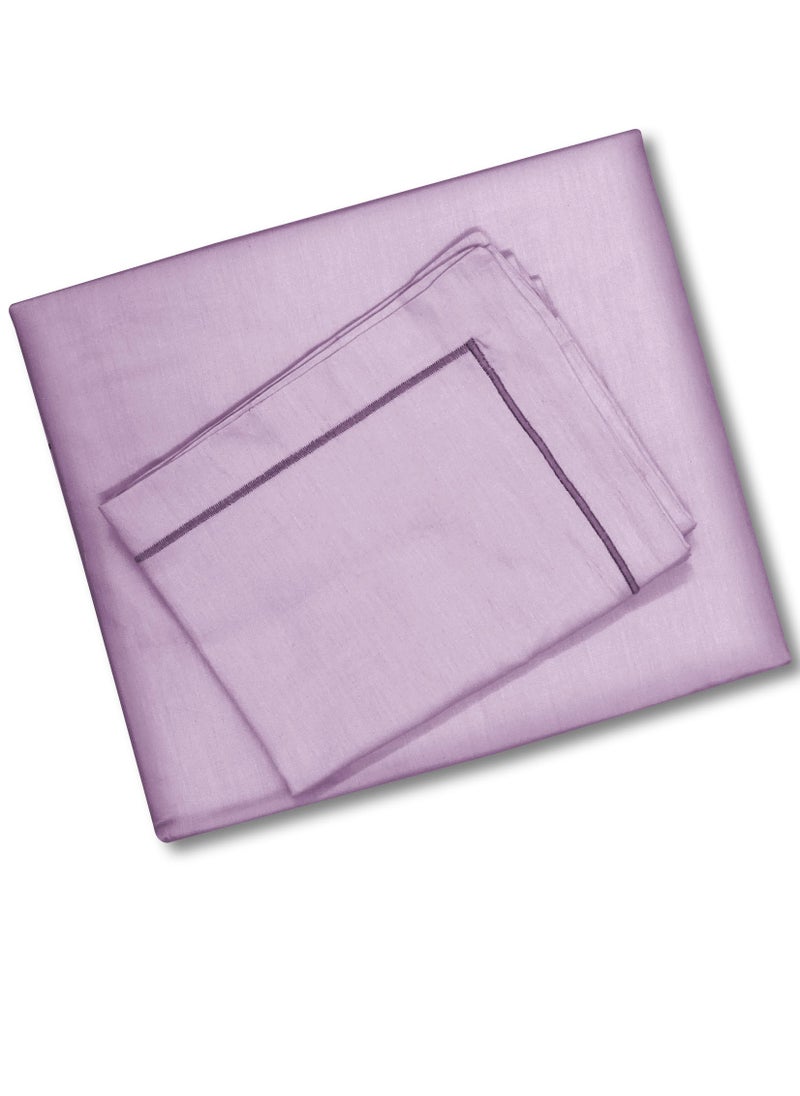 Raymond Home King Flat Sheet Bedsheet 210 Thread Count Luxurious Mercerized 100% Cotton Bedding Solid Bed Linen with 2 Pillow Case - Lavender (274 * 274 CM)