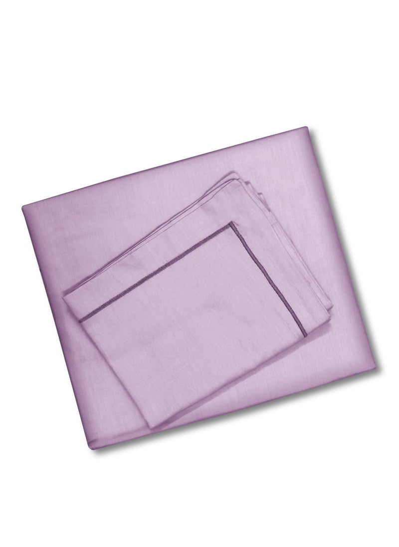 Raymond Home King Flat Sheet Bedsheet 210 Thread Count Luxurious Mercerized 100% Cotton Bedding Solid Bed Linen with 2 Pillow Case - Lavender (274 * 274 CM)
