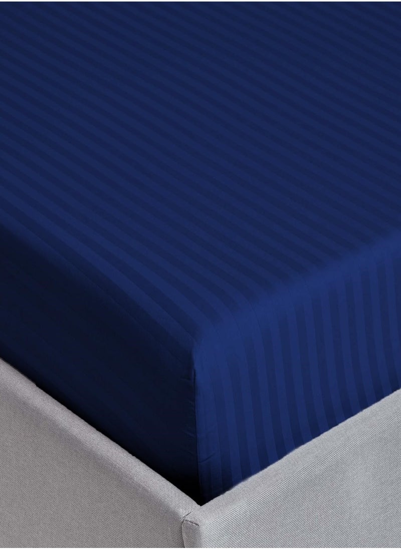 Deep Fitted Bed Sheet +2Pcs Pillow Covers, King/Queen/Double/Single Sizes, Color Blue, Depth 30cm