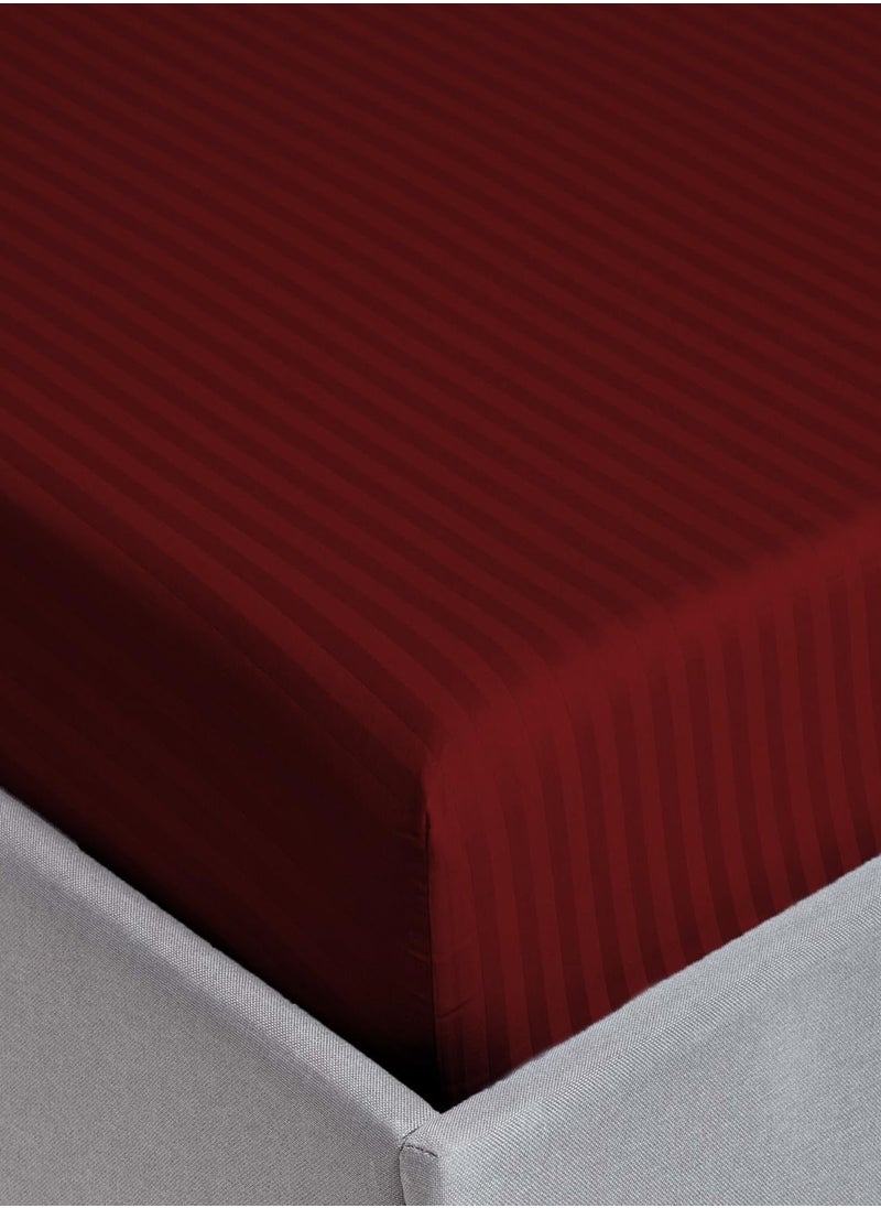 Deep Fitted Bed Sheet +2Pcs Pillow Covers, King/Queen/Double/Single Sizes, Color Maroon, Depth 30cm