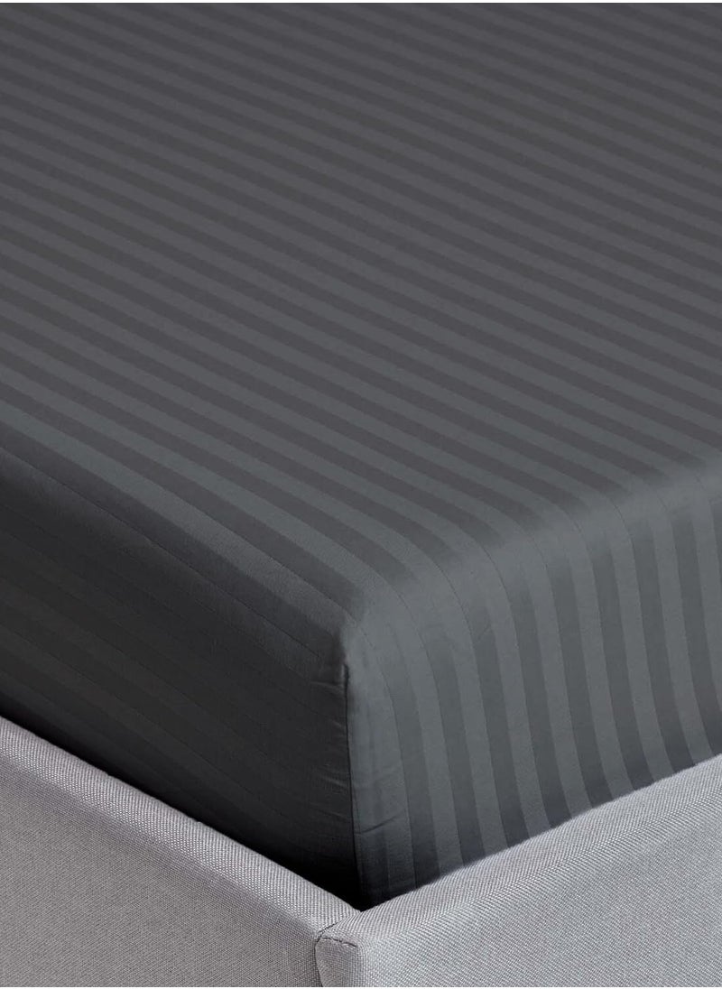 Deep Fitted Bed Sheet +2Pcs Pillow Covers, King/Queen/Double/Single Sizes, Color Grey, Depth 30cm