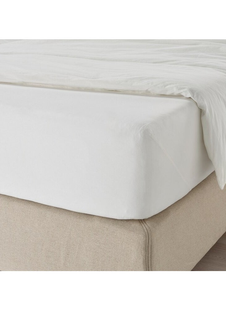 Luxurious Bedsheet Fitted Sheet - White Bedsheet - (140x200cm) - Soft Natural Cotton and Breathable Microfiber for All Seasons