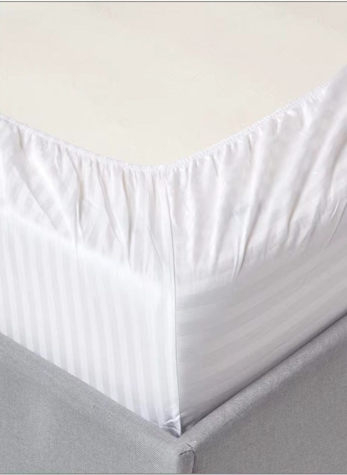 Deep Fitted Bed Sheet +2Pcs Pillow Covers, King/Queen/Double/Single Sizes, Color White, Depth 30cm