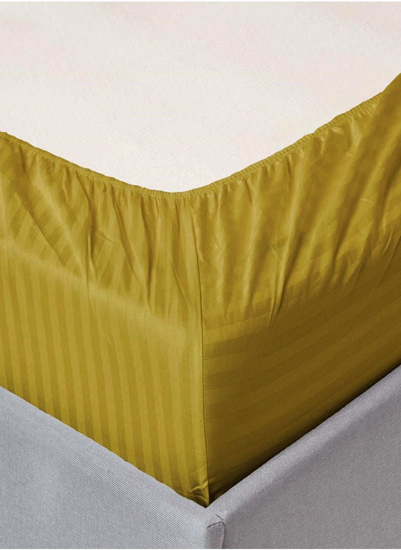 Deep Fitted Bed Sheet +2Pcs Pillow Covers, King/Queen/Double/Single Sizes, Color Gold, Depth 30cm