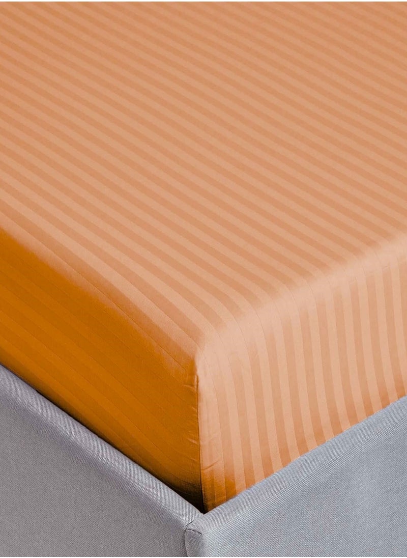 Deep Fitted Bed Sheet +2Pcs Pillow Covers, King/Queen/Double/Single Sizes, Color Peach, Depth 30cm