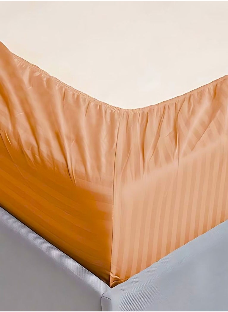 Deep Fitted Bed Sheet +2Pcs Pillow Covers, King/Queen/Double/Single Sizes, Color Peach, Depth 30cm