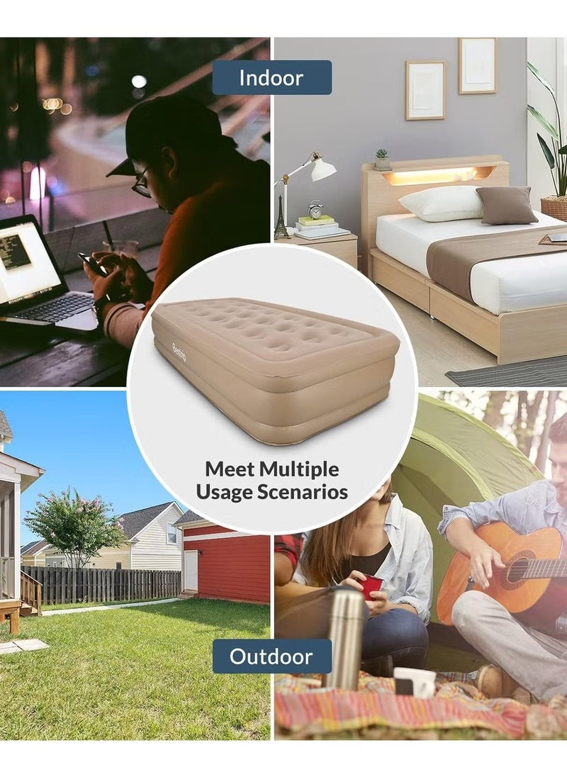 Portable Inflatable Air Mattress with Built-in Electric Pump  – Water-Resistant Sleeping Pad with Fast Self-Inflation & Deflation, Ideal for Home, Guests, Camping, Travel, and Outdoor Use – Comfortable and Durable