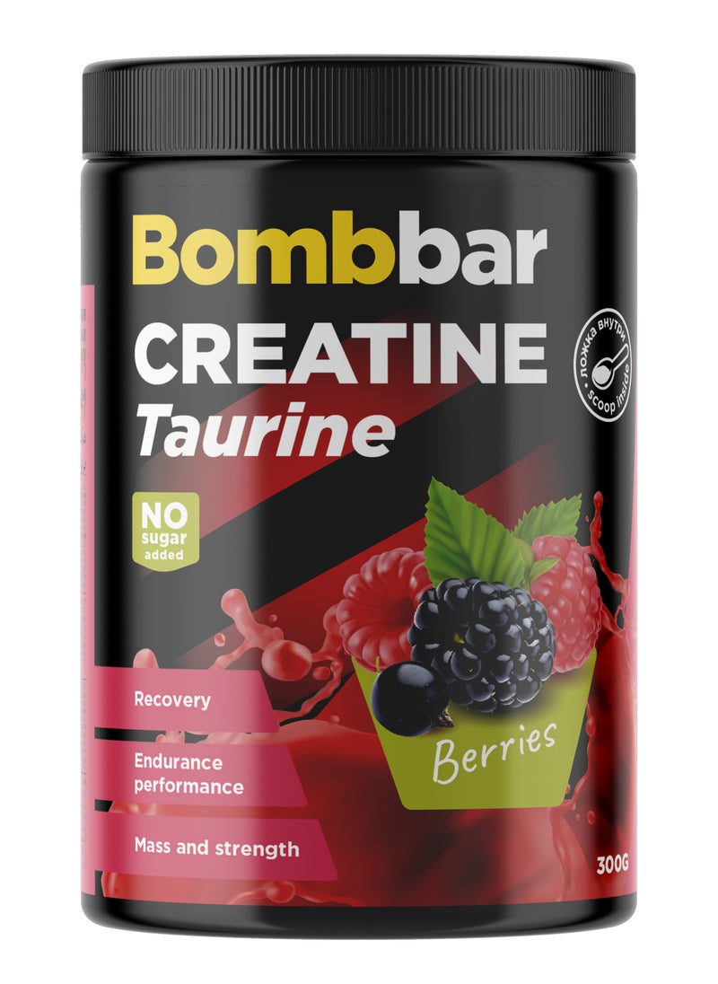 Creatine with Taurine Powder Dietary Supplement Berries Flavour 300g