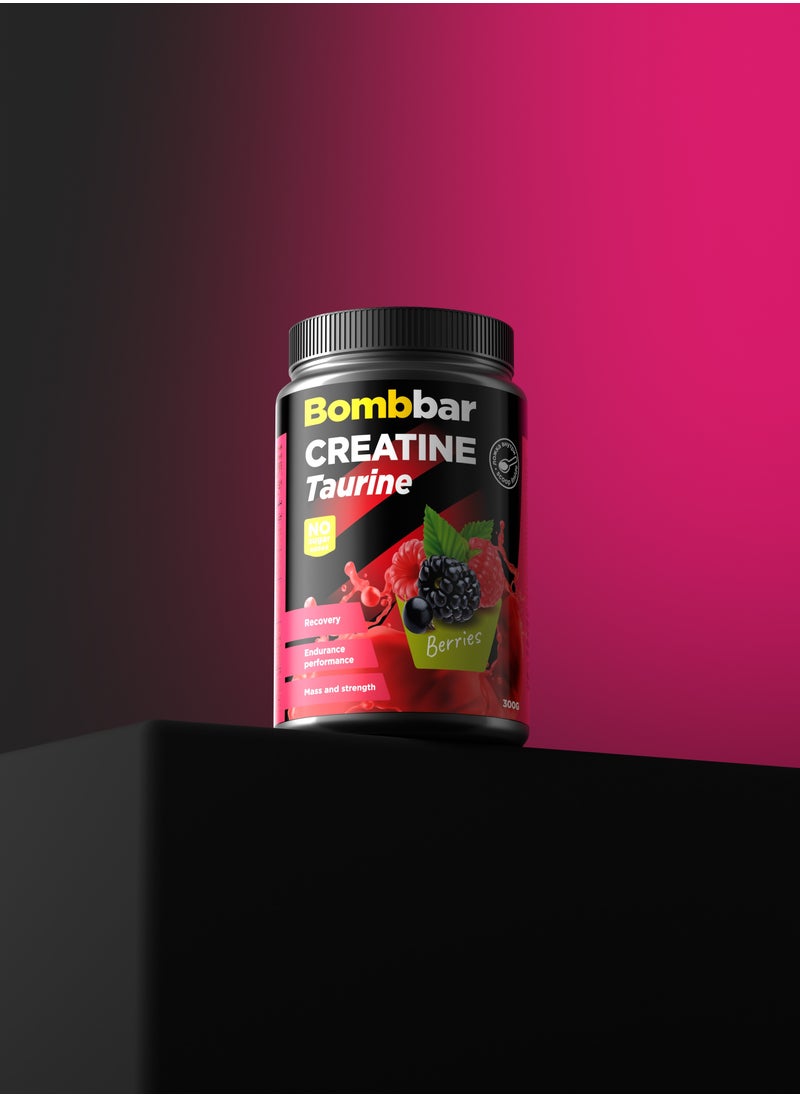 Creatine with Taurine Powder Dietary Supplement Berries Flavor 300g