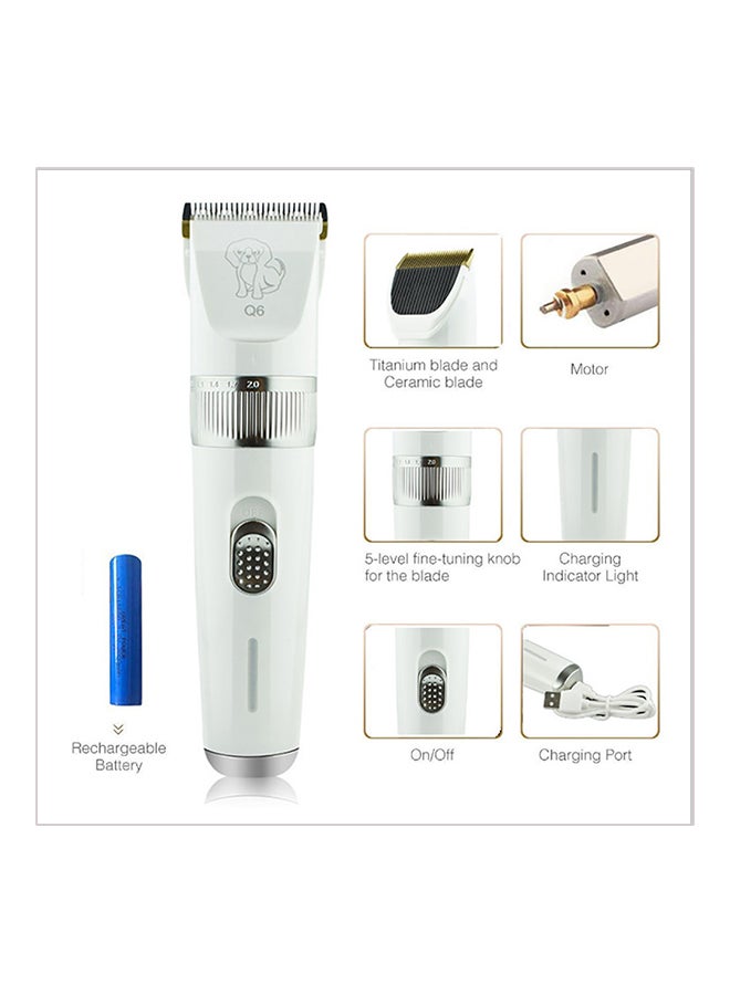 Electric USB Pet Hair Shaver Clipper White 17.3 x 5.8 x 24.3cm