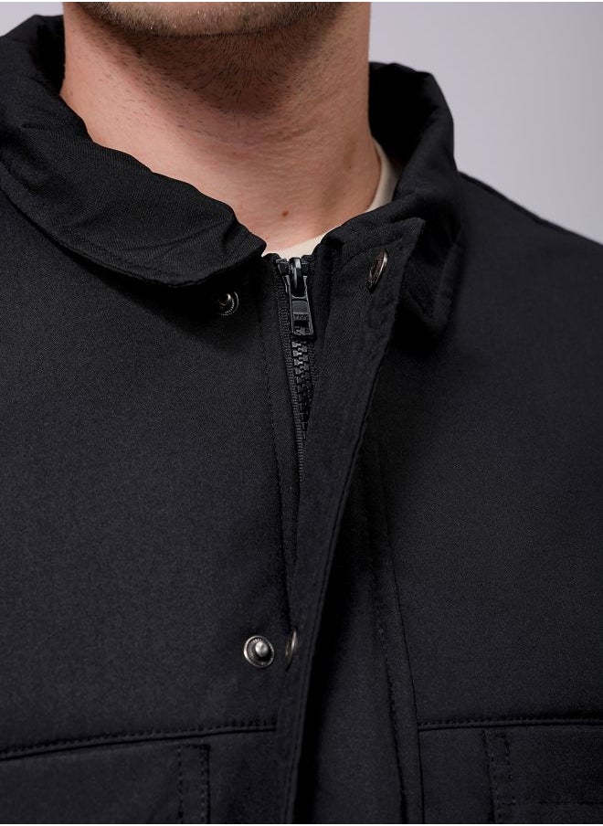 Men Slim Fit Solid Puffer Jackets