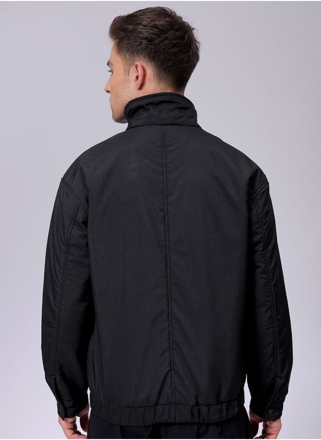 Men Slim Fit Solid Puffer Jackets