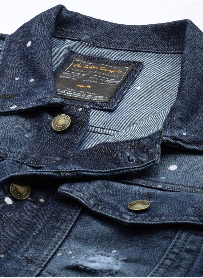 Men Slim Fit Solid Denim Trucker Jackets