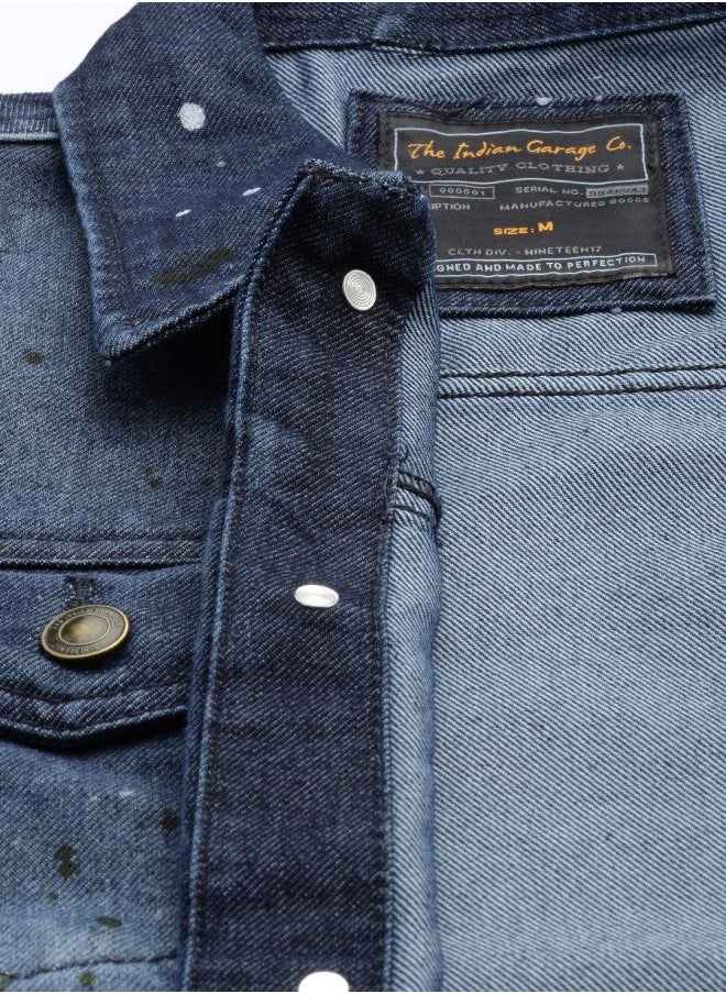 Men Slim Fit Solid Denim Trucker Jackets