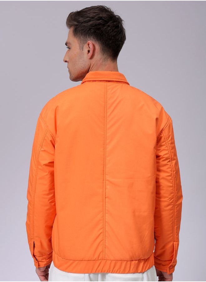 Men Slim Fit Solid Puffer Jackets