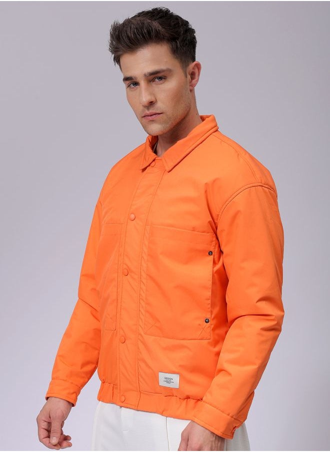 Men Slim Fit Solid Puffer Jackets