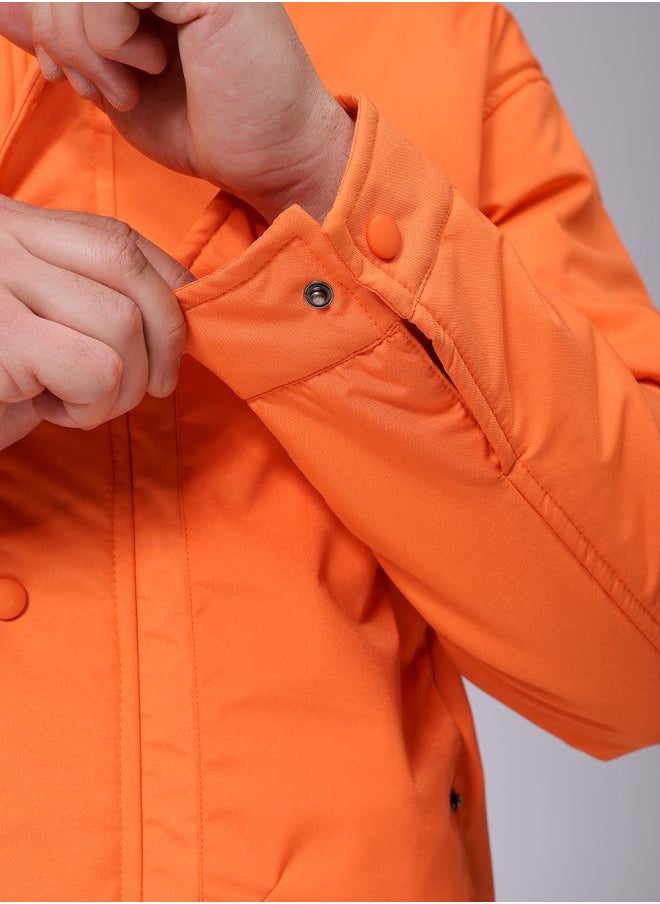 Men Slim Fit Solid Puffer Jackets