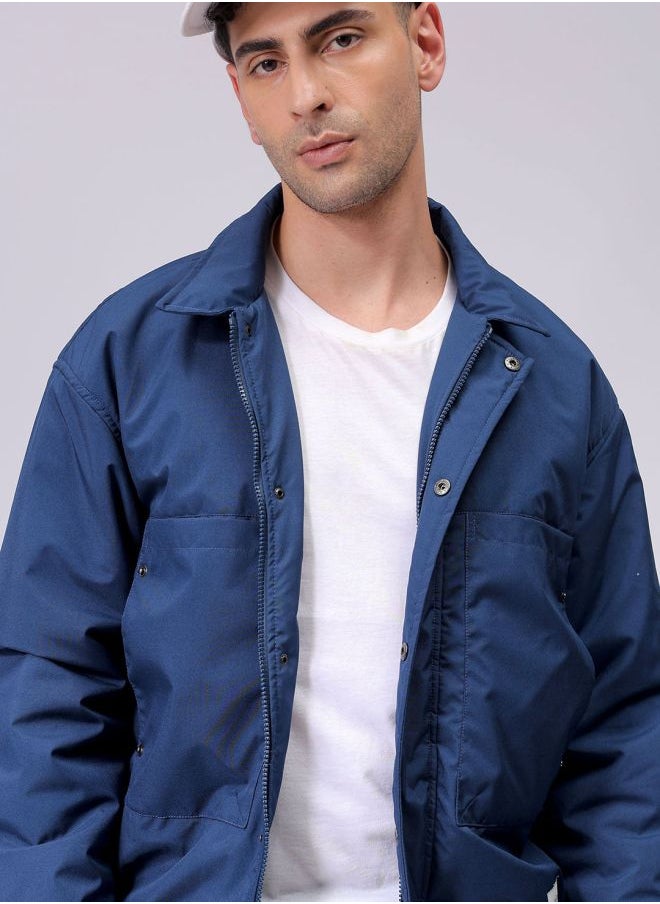 Men Slim Fit Solid Puffer Jackets