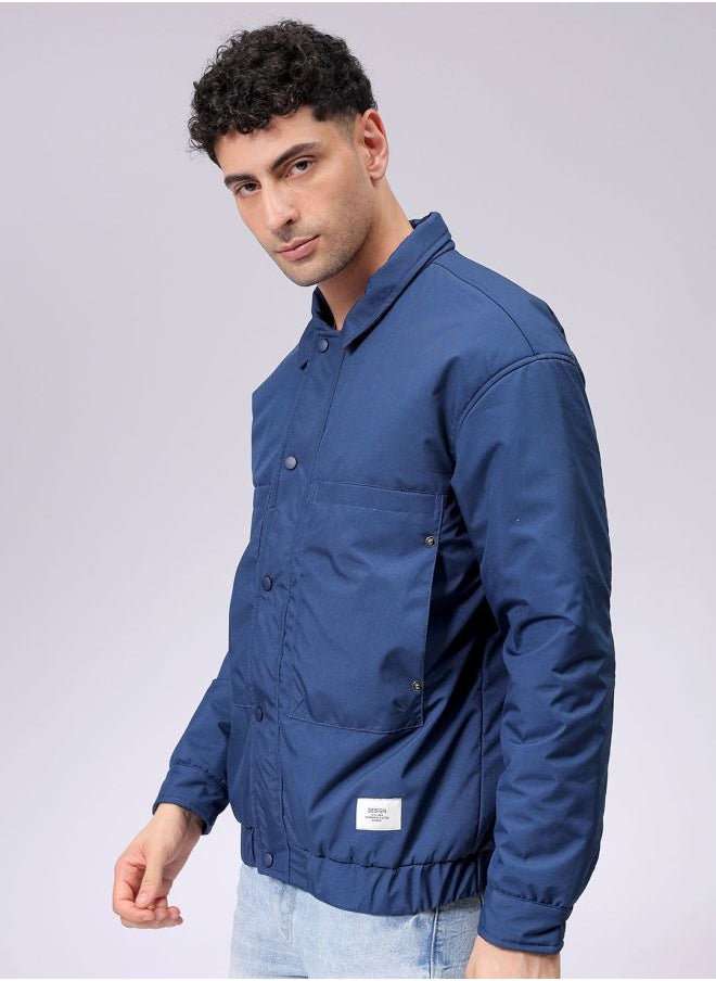 Men Slim Fit Solid Puffer Jackets