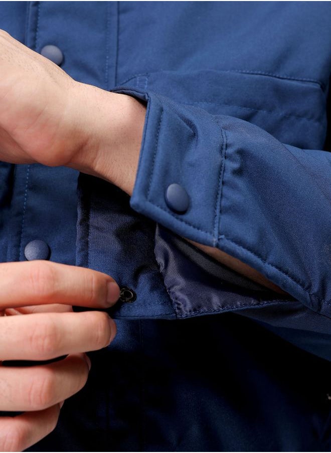 Men Slim Fit Solid Puffer Jackets