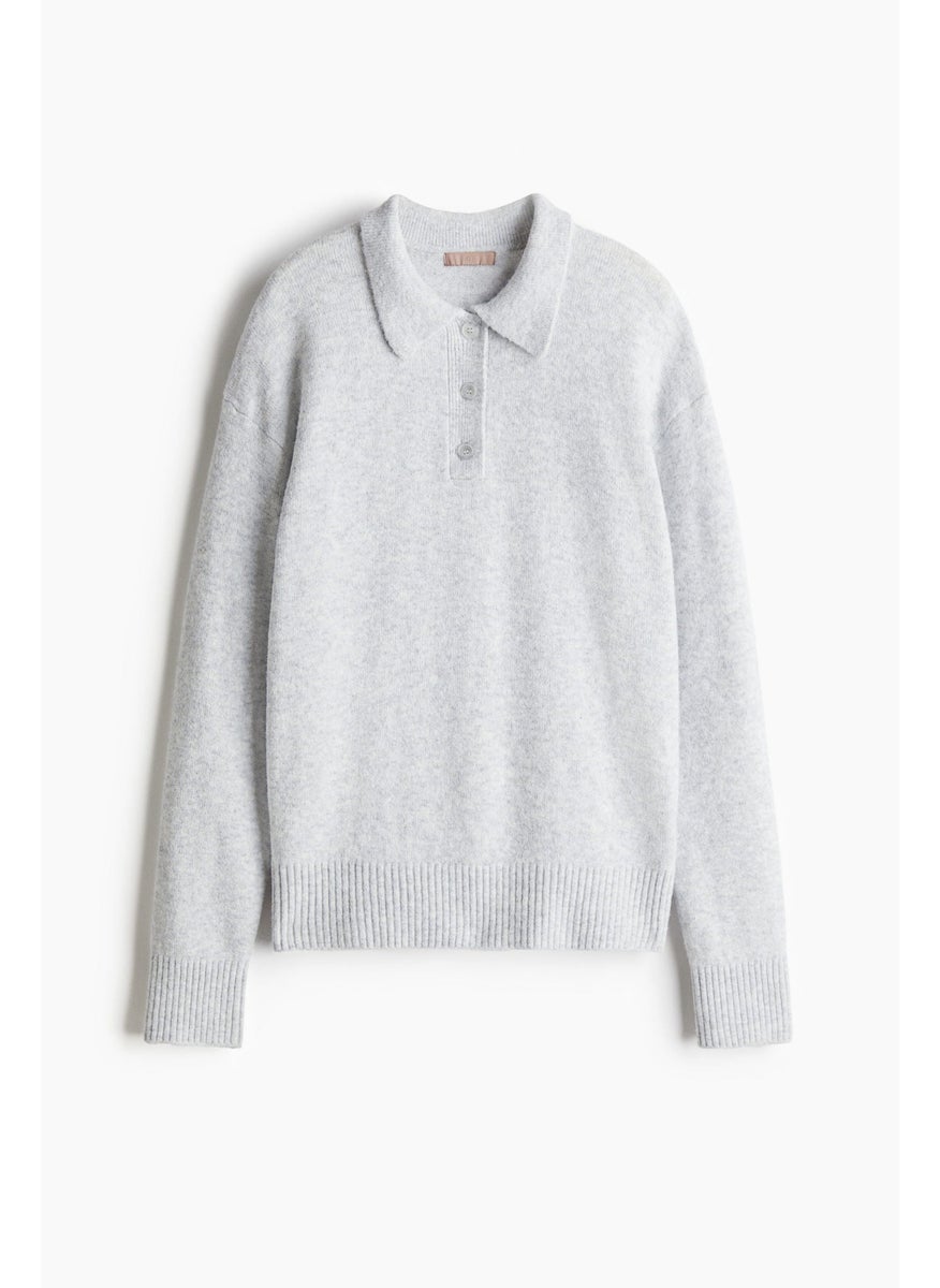 Fine-Knit Collared Jumper
