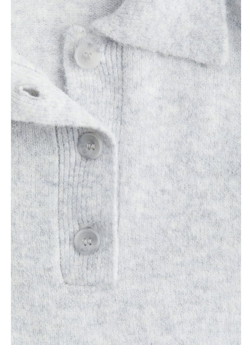 Fine-Knit Collared Jumper