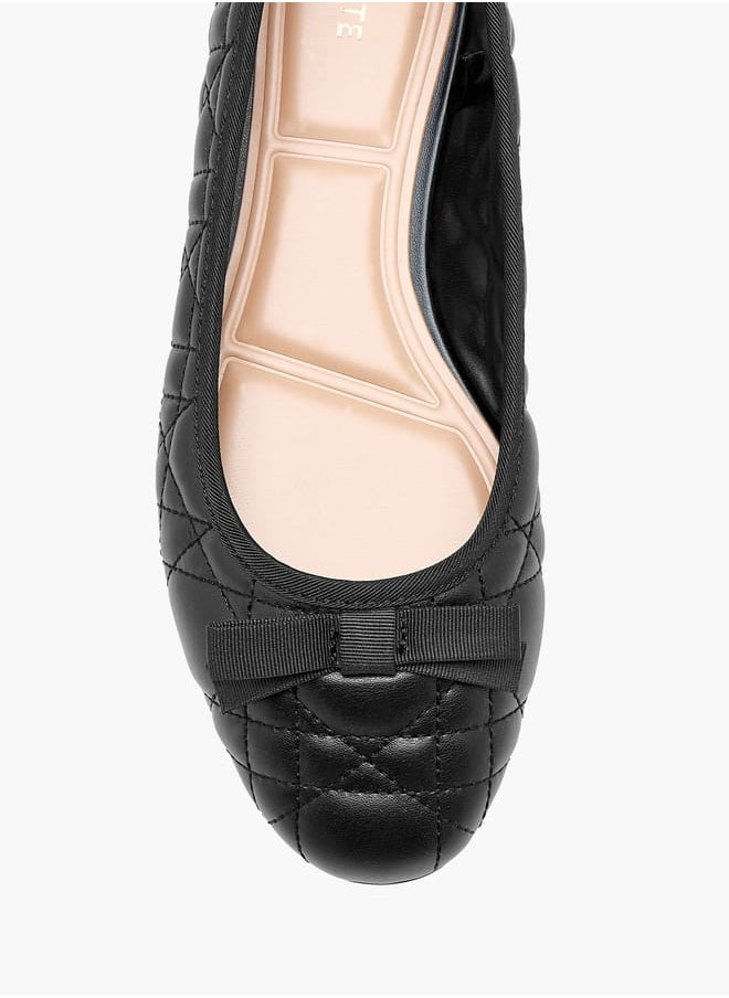 Womens Quilted Slip-On Ballerina Shoes