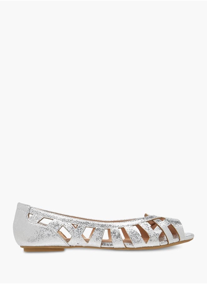 Womens Cutout Detail Slip-On Ballerina Shoes