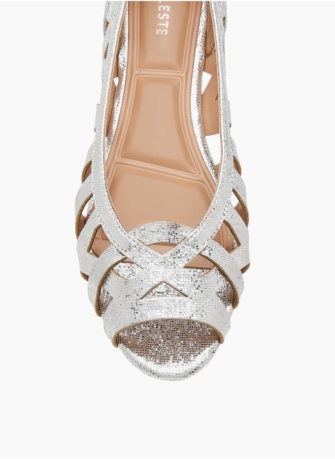 Womens Cutout Detail Slip-On Ballerina Shoes
