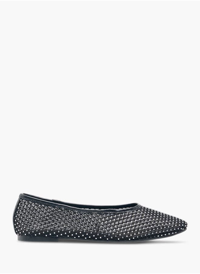 Womens Textured Slip-On Ballerina Shoes