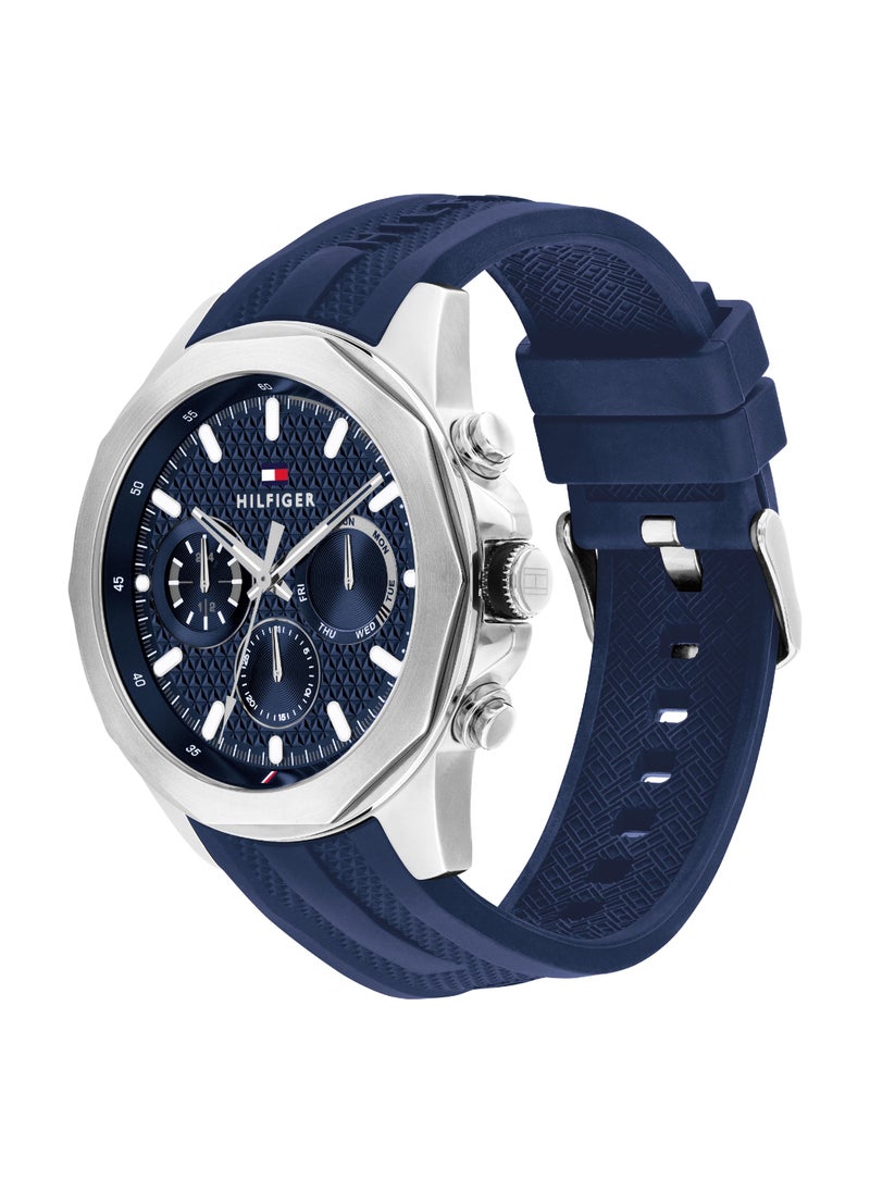 TOMMY HILFIGER ROUND ANALOG MEN'S NAVY CASE WATCH - 1710649