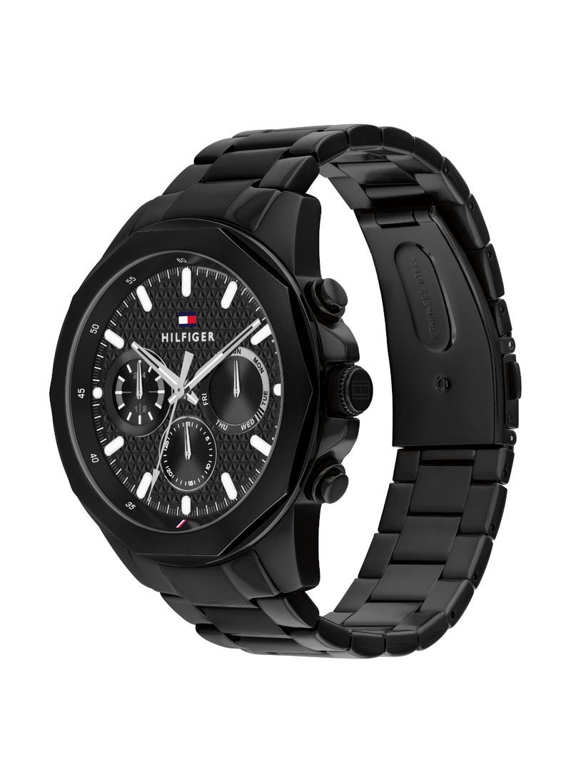 TOMMY HILFIGER ROUND ANALOG MEN'S BLACK CASE WATCH - 1710653