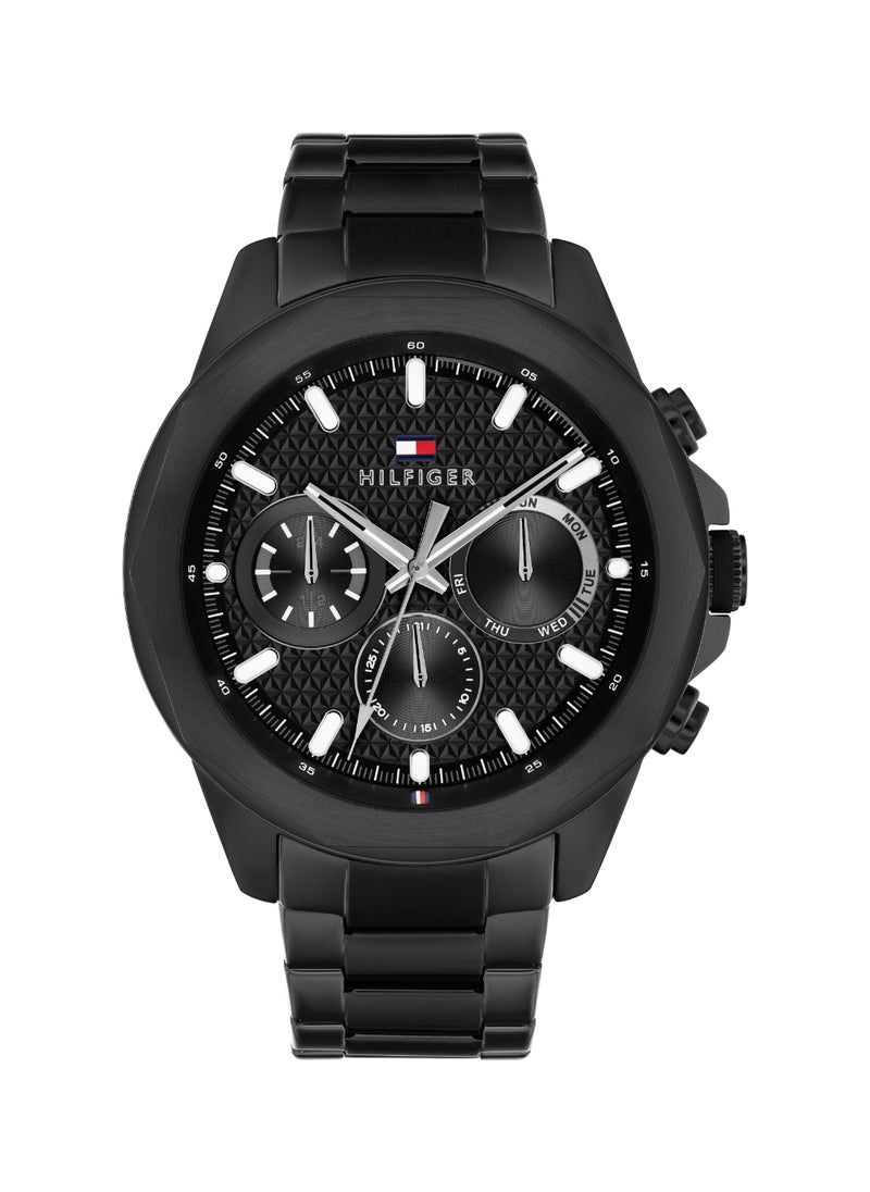 TOMMY HILFIGER ROUND ANALOG MEN'S BLACK CASE WATCH - 1710653