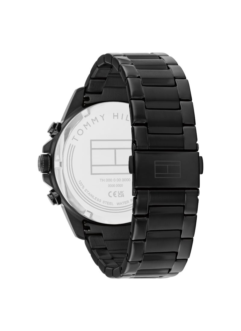 TOMMY HILFIGER ROUND ANALOG MEN'S BLACK CASE WATCH - 1710653