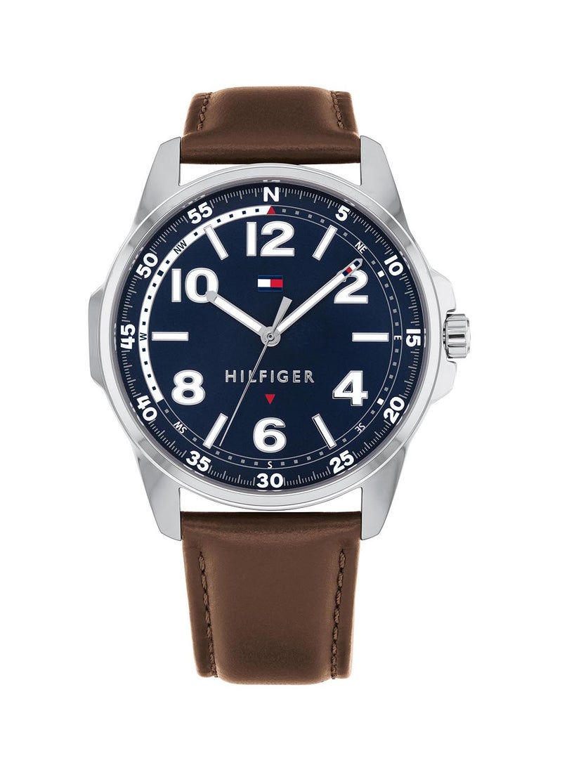 TOMMY HILFIGER ROUND ANALOG MEN'S NAVY CASE WATCH - 1791375