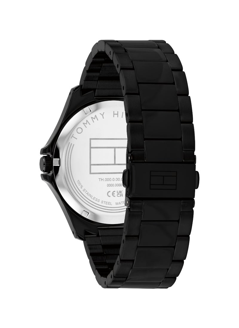 TOMMY HILFIGER ROUND ANALOG MEN'S BLACK CASE WATCH - 1710680