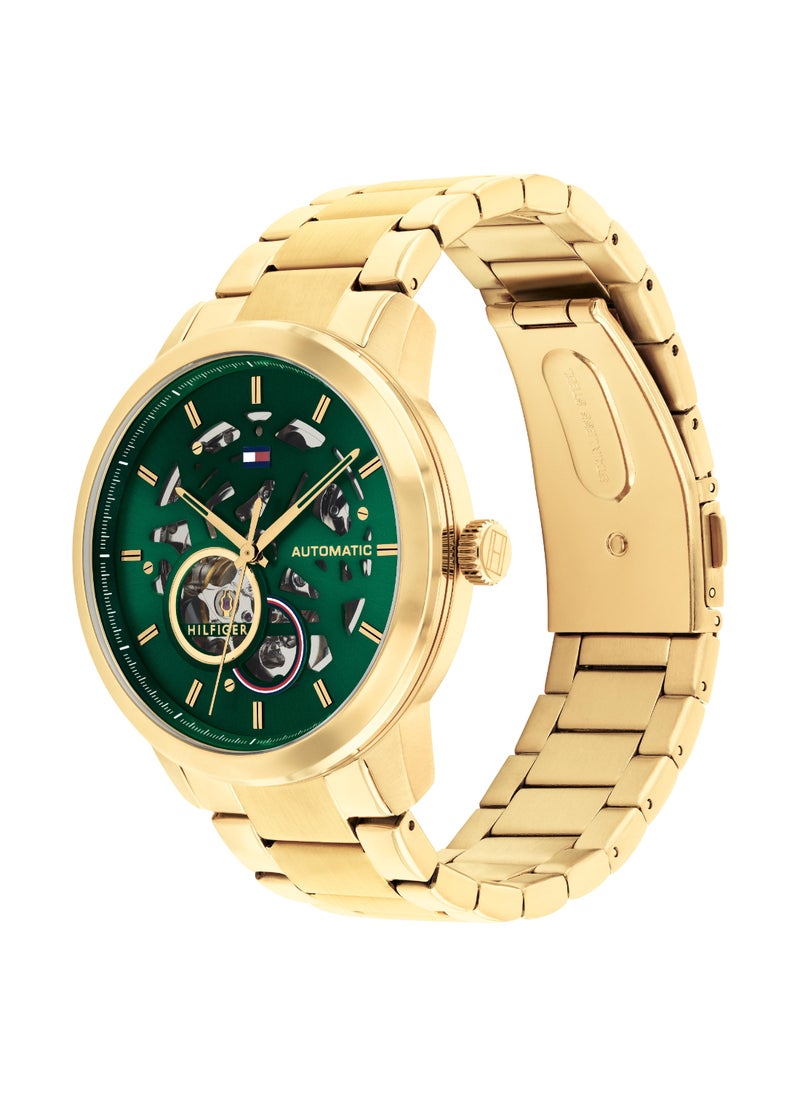 TOMMY HILFIGER ROUND ANALOG MEN'S GREEN CASE WATCH - 1710662