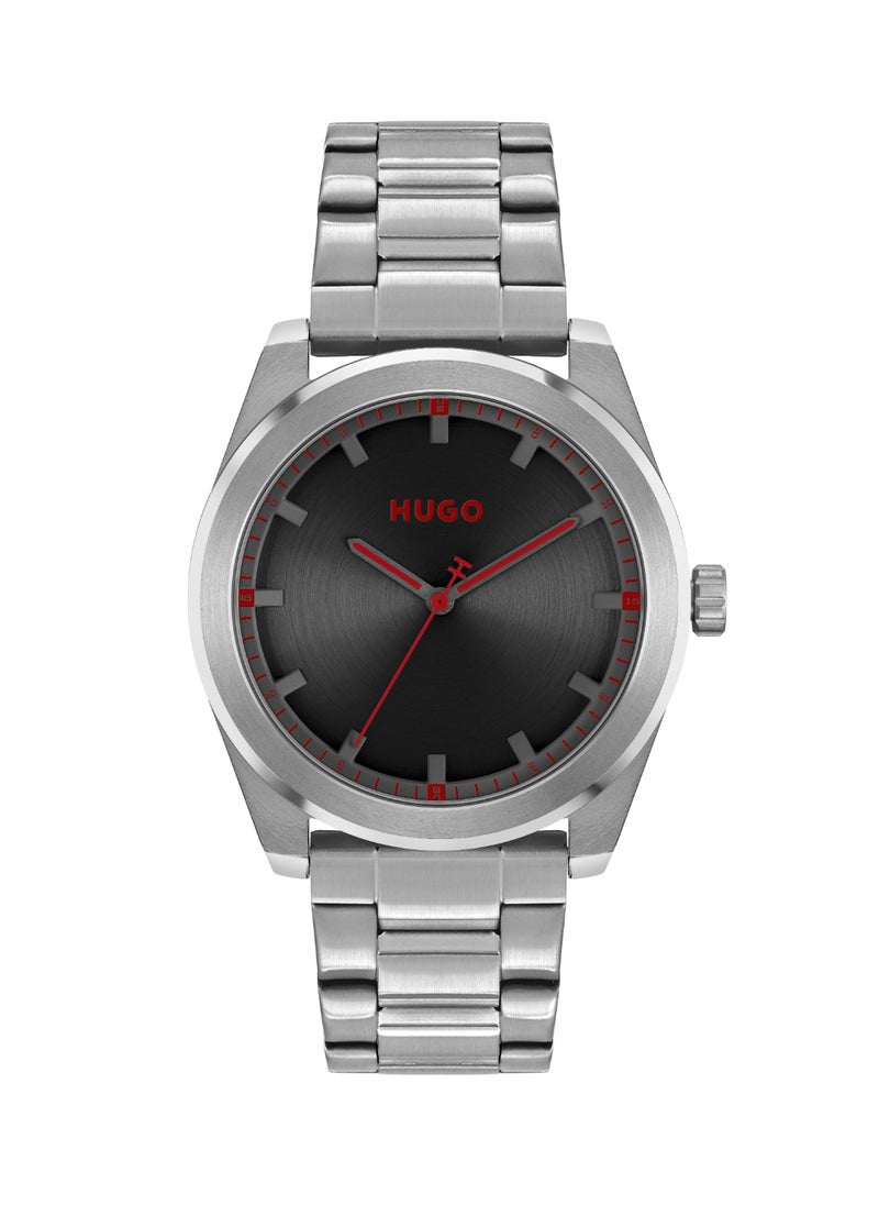 HUGO BOSS WATCH ROUND ANALOG MEN'S BLACK CASE WATCH - 1570175