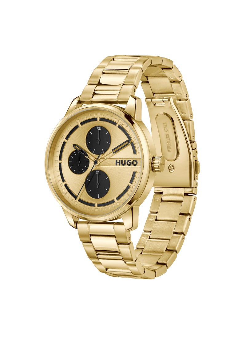 HUGO BOSS WATCH ROUND ANALOG MEN'S GOLD CASE WATCH - 1530385