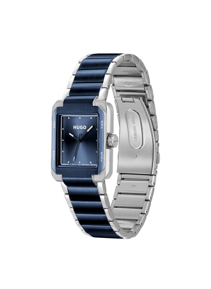 HUGO BOSS WATCH RECTANGLE ANALOG MEN'S BLUE CASE WATCH - 1530382