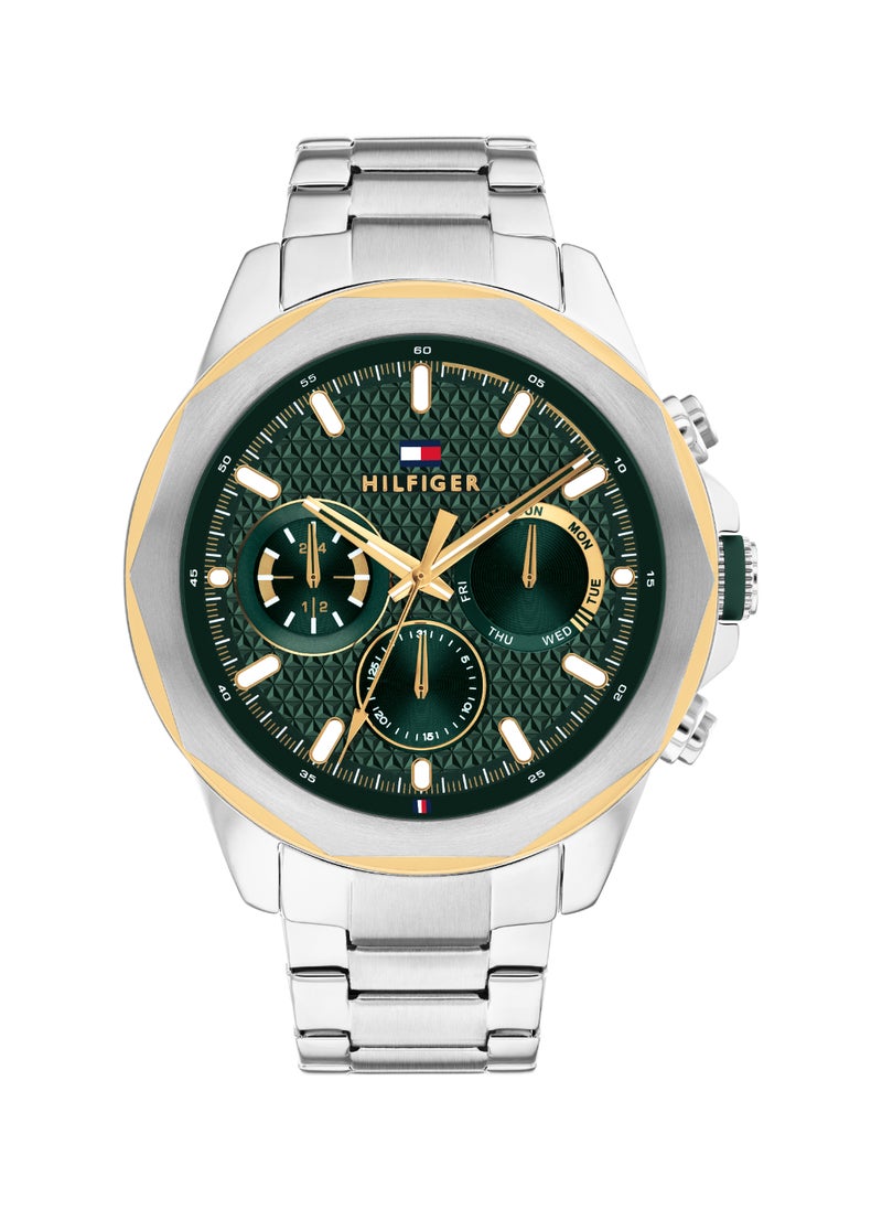 TOMMY HILFIGER ROUND ANALOG MEN'S GREEN CASE WATCH - 1710651