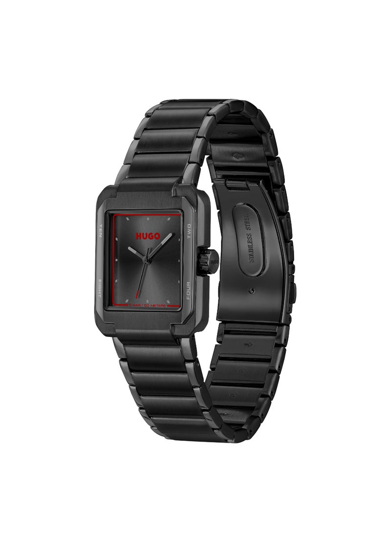 HUGO BOSS WATCH RECTANGLE ANALOG MEN'S BLACK CASE WATCH - 1530383
