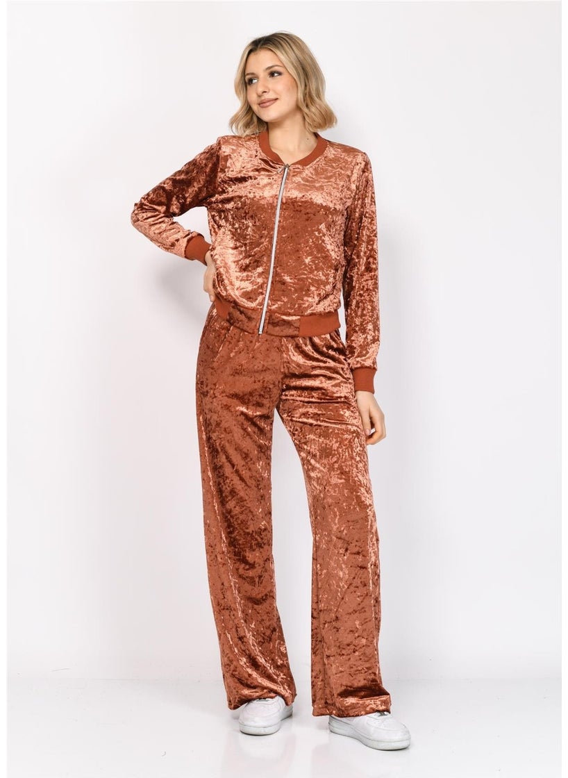 Women's Velvet Bottom Top Tracksuit Set Tile