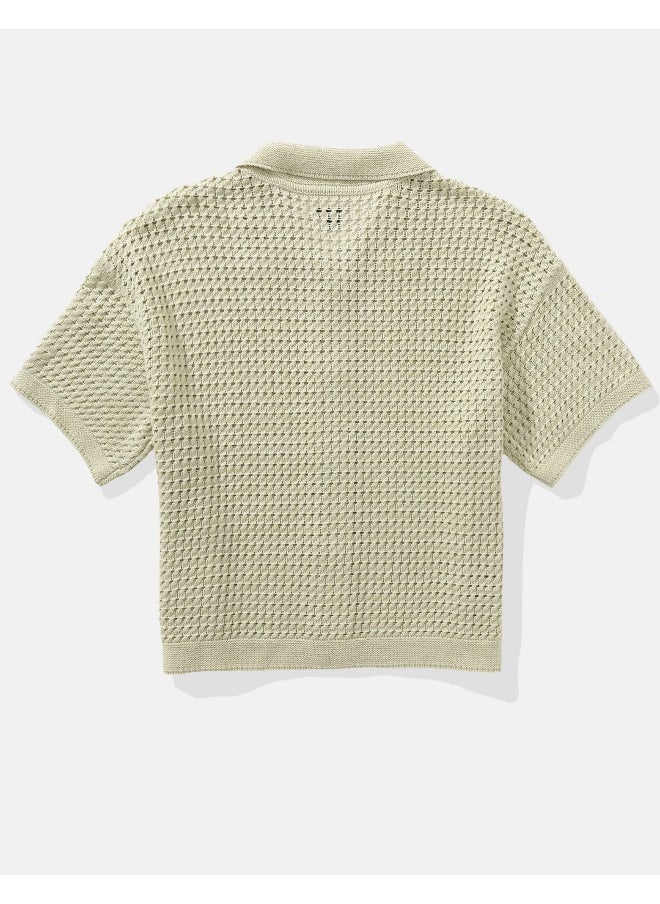 AE Short-Sleeve Collared Cardigan