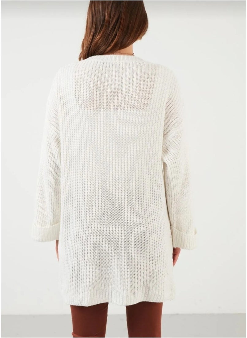 Women's Clothing Folded Sleeve Knitted Cardigan