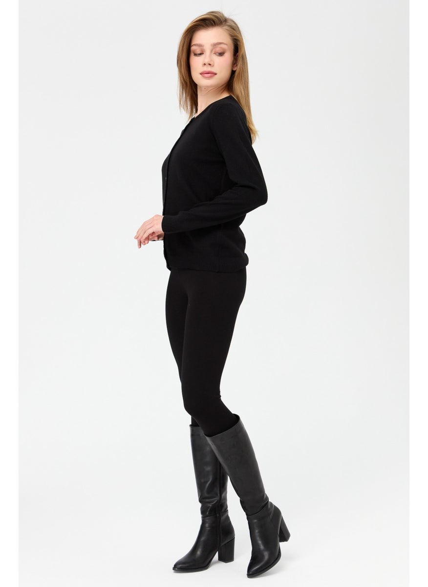 Pattern Knitwear Women's Zero Collar Knitwear Wool Cardigan Black