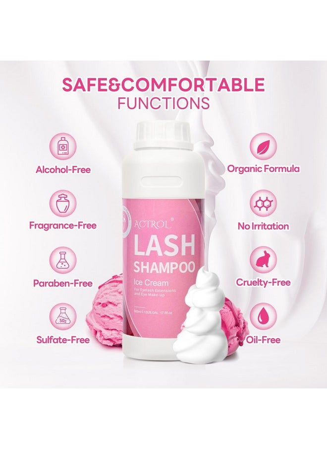 Lash Extension Cleanser Ice-Cream 500Ml Eyelash Shampoo Lash Wash Shampoo Lash Cleanser Foam With Salon And Home Care