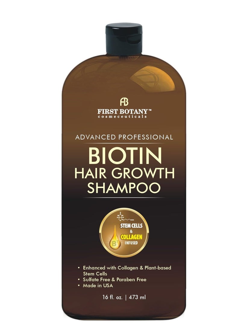 Hair Regrowth and Anti Hair Loss Shampoo 16 fl oz, with DHT blockers, Collagen & Stem Cells- Daily Hydrating, Detoxifying, Volumizing Shampoo For Men and Women